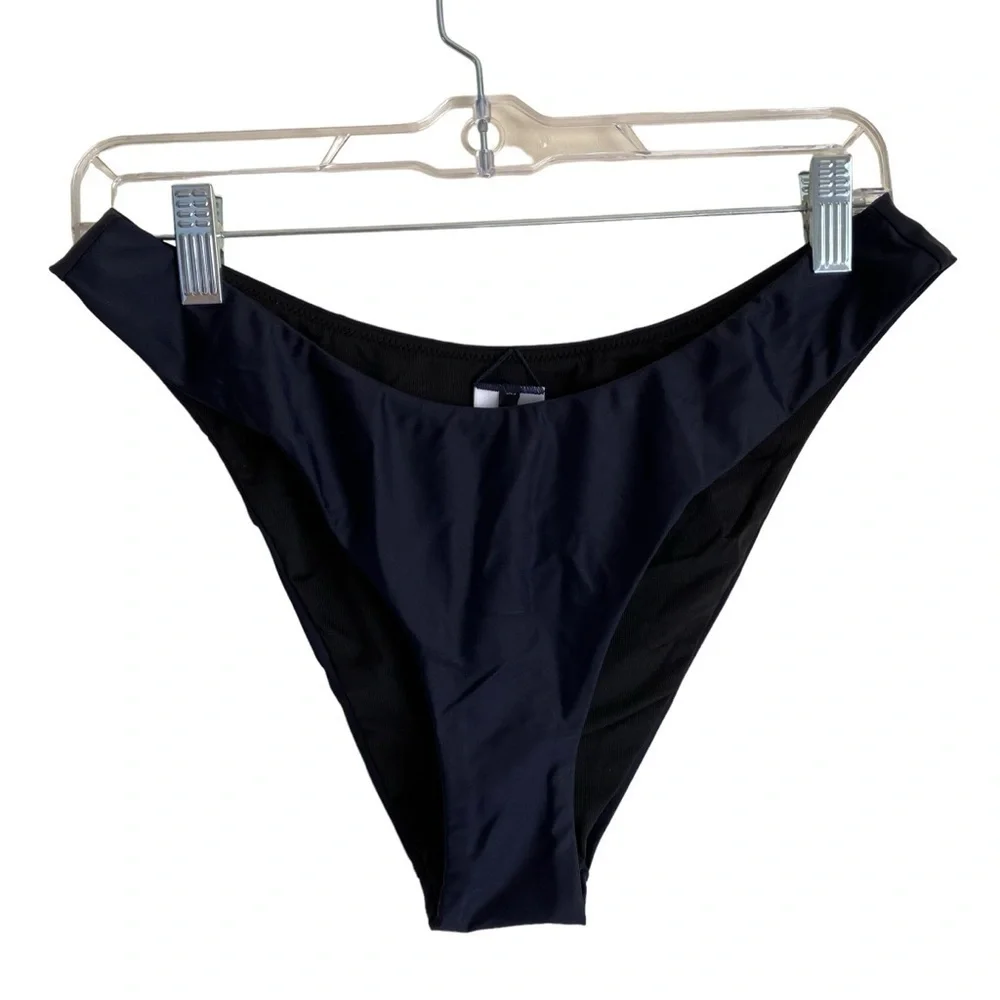 NWT J. Crew Navy Blue Curved Waist Cheeky Bikini Bottoms Minimalist Sz M
